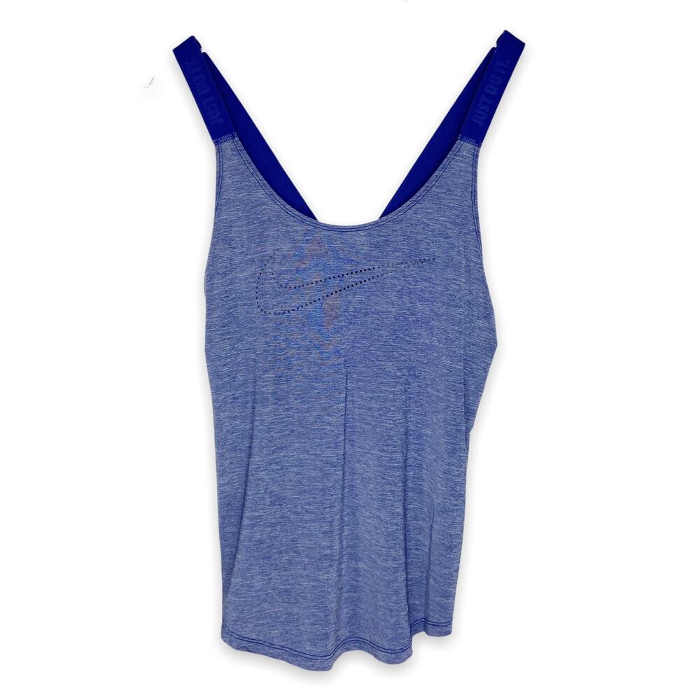 Nike Dri-fit Blue Cross Back Laser Pierced Logo Athletic Top Size Small